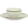 image:imageGibson Home Hometown Diner 12Piece Porcelain Dinnerware Set Round Plates and Bowls Set for 4 White with Green Rim Dishwasher Safe  Dinner Plate Salad Plate amp Cereal BowlWhite w Green Rim Hometown Diner