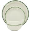 image:imageGibson Home Hometown Diner 12Piece Porcelain Dinnerware Set Round Plates and Bowls Set for 4 White with Green Rim Dishwasher Safe  Dinner Plate Salad Plate amp Cereal BowlWhite w Green Rim Hometown Diner