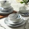 image:imageGibson Home Hometown Diner 12Piece Porcelain Dinnerware Set Round Plates and Bowls Set for 4 White with Green Rim Dishwasher Safe  Dinner Plate Salad Plate amp Cereal BowlBlue  White Cloudlight