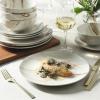 image:imageGibson Home Hometown Diner 12Piece Porcelain Dinnerware Set Round Plates and Bowls Set for 4 White with Green Rim Dishwasher Safe  Dinner Plate Salad Plate amp Cereal BowlBrown  White Cloudlight