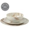 image:imageGibson Home Hometown Diner 12Piece Porcelain Dinnerware Set Round Plates and Bowls Set for 4 White with Green Rim Dishwasher Safe  Dinner Plate Salad Plate amp Cereal BowlBrown  White Cloudlight