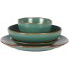 image:imageGibson Home Hometown Diner 12Piece Porcelain Dinnerware Set Round Plates and Bowls Set for 4 White with Green Rim Dishwasher Safe  Dinner Plate Salad Plate amp Cereal BowlGreen Hazeltine