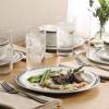 image:imageGibson Home Hometown Diner 12Piece Porcelain Dinnerware Set Round Plates and Bowls Set for 4 White with Green Rim Dishwasher Safe  Dinner Plate Salad Plate amp Cereal BowlWhite w Black Rim Hometown Diner
