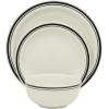 image:imageGibson Home Hometown Diner 12Piece Porcelain Dinnerware Set Round Plates and Bowls Set for 4 White with Green Rim Dishwasher Safe  Dinner Plate Salad Plate amp Cereal BowlWhite w Black Rim Hometown Diner