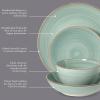 image:imageGibson Home Hometown Diner 12Piece Porcelain Dinnerware Set Round Plates and Bowls Set for 4 White with Green Rim Dishwasher Safe  Dinner Plate Salad Plate amp Cereal BowlTeal Stonebury