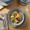 image:imageGibson Home Hometown Diner 12Piece Porcelain Dinnerware Set Round Plates and Bowls Set for 4 White with Green Rim Dishwasher Safe  Dinner Plate Salad Plate amp Cereal BowlBlue Stonebury