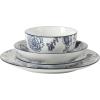 image:imageGibson Home Hometown Diner 12Piece Porcelain Dinnerware Set Round Plates and Bowls Set for 4 White with Green Rim Dishwasher Safe  Dinner Plate Salad Plate amp Cereal BowlBlue Floral Westerly Court
