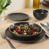 image:imageGibson Home Hometown Diner 12Piece Porcelain Dinnerware Set Round Plates and Bowls Set for 4 White with Green Rim Dishwasher Safe  Dinner Plate Salad Plate amp Cereal BowlBlack Hazeltine