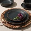 image:imageGibson Home Hometown Diner 12Piece Porcelain Dinnerware Set Round Plates and Bowls Set for 4 White with Green Rim Dishwasher Safe  Dinner Plate Salad Plate amp Cereal BowlBlack Hazeltine