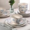 image:imageGibson Home Hometown Diner 12Piece Porcelain Dinnerware Set Round Plates and Bowls Set for 4 White with Green Rim Dishwasher Safe  Dinner Plate Salad Plate amp Cereal BowlBlue Floral Amdiral Hall