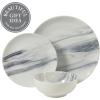 image:imageGibson Home Hometown Diner 12Piece Porcelain Dinnerware Set Round Plates and Bowls Set for 4 White with Green Rim Dishwasher Safe  Dinner Plate Salad Plate amp Cereal BowlBlue  White Cloudlight