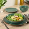 image:imageGibson Home Hometown Diner 12Piece Porcelain Dinnerware Set Round Plates and Bowls Set for 4 White with Green Rim Dishwasher Safe  Dinner Plate Salad Plate amp Cereal BowlGreen Hazeltine