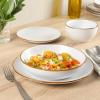 image:imageGibson Home Hometown Diner 12Piece Porcelain Dinnerware Set Round Plates and Bowls Set for 4 White with Green Rim Dishwasher Safe  Dinner Plate Salad Plate amp Cereal BowlWhite Hazeltine