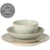 image:imageGibson Home Hometown Diner 12Piece Porcelain Dinnerware Set Round Plates and Bowls Set for 4 White with Green Rim Dishwasher Safe  Dinner Plate Salad Plate amp Cereal BowlGrey Stonebury
