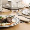 image:imageGibson Home Hometown Diner 12Piece Porcelain Dinnerware Set Round Plates and Bowls Set for 4 White with Green Rim Dishwasher Safe  Dinner Plate Salad Plate amp Cereal BowlWhite w Black Rim Hometown Diner