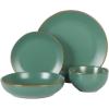image:imageGibson Home Hometown Diner 12Piece Porcelain Dinnerware Set Round Plates and Bowls Set for 4 White with Green Rim Dishwasher Safe  Dinner Plate Salad Plate amp Cereal BowlGreen Hazeltine