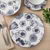 image:imageGibson Home Hometown Diner 12Piece Porcelain Dinnerware Set Round Plates and Bowls Set for 4 White with Green Rim Dishwasher Safe  Dinner Plate Salad Plate amp Cereal BowlBlue Floral Westerly Court