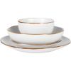 image:imageGibson Home Hometown Diner 12Piece Porcelain Dinnerware Set Round Plates and Bowls Set for 4 White with Green Rim Dishwasher Safe  Dinner Plate Salad Plate amp Cereal BowlWhite Hazeltine