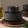 image:imageGibson Home Hometown Diner 12Piece Porcelain Dinnerware Set Round Plates and Bowls Set for 4 White with Green Rim Dishwasher Safe  Dinner Plate Salad Plate amp Cereal BowlBlack Hazeltine