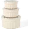 image:imageMartha Stewart Broadbrook 6 Piece Stoneware Meal Prep Container Set with Lids Rectangular Food Storage amp Bakewar Oven Refridgerator Microwave Dishwasher SafeCream Broadbrook  Round