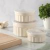image:imageMartha Stewart Broadbrook 6 Piece Stoneware Meal Prep Container Set with Lids Rectangular Food Storage amp Bakewar Oven Refridgerator Microwave Dishwasher SafeCream Broadbrook  Round
