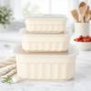 image:imageMartha Stewart Broadbrook 6 Piece Stoneware Meal Prep Container Set with Lids Rectangular Food Storage amp Bakewar Oven Refridgerator Microwave Dishwasher SafeCream Broadbrook  Rectangular