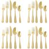 image:imageMartha Stewart Chiggi 20Piece Silver Stainless Steel Flatware Set Service for 4  Dinner Forks Salad Forks Knives Dinner Spoons amp Teaspoons  Minimalist Silver Mirror Polish Dishwasher SafeGold Torino