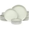 image:imageGibson Elite Humphrey Lane 12 Piece Service for 4 Plates and Bowls Reactive Glaze Dishes Stoneware Ceramic Dinnerware Set  WhiteCream White Townscape