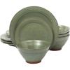 image:imageGibson Elite Humphrey Lane 12 Piece Service for 4 Plates and Bowls Reactive Glaze Dishes Stoneware Ceramic Dinnerware Set  WhiteGreen Terranea