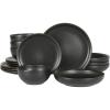 image:imageGibson Elite Octavia Place 16 Piece Stoneware Dinnerware Set Service for 4 Coupe Modern Plates amp Bowls Reactive Glaze Finish Taupe Microwave amp Dishwasher SafeBlack Beckett