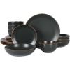 image:imageGibson Home Hometown Diner 12Piece Porcelain Dinnerware Set Round Plates and Bowls Set for 4 White with Green Rim Dishwasher Safe  Dinner Plate Salad Plate amp Cereal BowlBlack Hazeltine