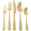 image:imageMartha Stewart Chiggi 20Piece Silver Stainless Steel Flatware Set Service for 4  Dinner Forks Salad Forks Knives Dinner Spoons amp Teaspoons  Minimalist Silver Mirror Polish Dishwasher SafeGold Torino