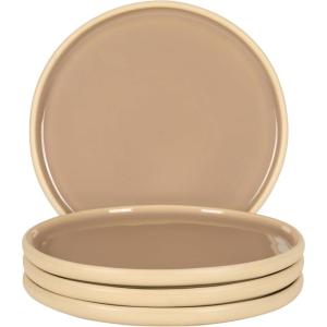 image:imageGibson Elite  Made in Portugal  Port Gaia 102 Inch Dinner Plates Set of 4  Reactive Glaze Dish Set  BlueTaupe Dinner Plates