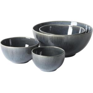image:imageGibson Elite Sandy Pines 4 Piece Nesting Bowl Set 4 55 7 amp 9 Round Stoneware Bowls Reactive Glaze Finish Blue Mixing Prep amp Serving Bowls Microwave amp Dishwasher SafeBlue Sandy Pines Bowls
