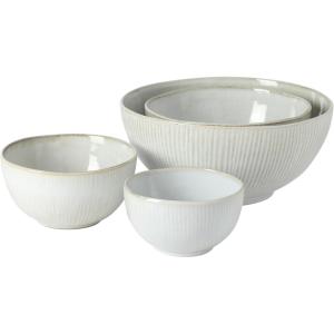 image:imageGibson Elite Sandy Pines 4 Piece Nesting Bowl Set 4 55 7 amp 9 Round Stoneware Bowls Reactive Glaze Finish Blue Mixing Prep amp Serving Bowls Microwave amp Dishwasher SafeTaupe Sandy Pines Bowls
