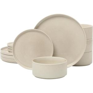 image:imageGibson Elite Sandy Pines 4 Piece Nesting Bowl Set 4 55 7 amp 9 Round Stoneware Bowls Reactive Glaze Finish Blue Mixing Prep amp Serving Bowls Microwave amp Dishwasher SafeCream White Solana