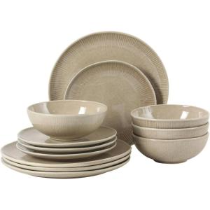 image:imageGibson Elite Sandy Pines 4 Piece Nesting Bowl Set 4 55 7 amp 9 Round Stoneware Bowls Reactive Glaze Finish Blue Mixing Prep amp Serving Bowls Microwave amp Dishwasher SafeCream Taupe Sandy Pines