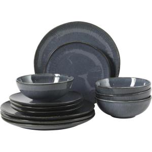 image:imageGibson Elite Sandy Pines 4 Piece Nesting Bowl Set 4 55 7 amp 9 Round Stoneware Bowls Reactive Glaze Finish Blue Mixing Prep amp Serving Bowls Microwave amp Dishwasher SafeBlue Sandy Pines