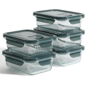 image:imageMartha Stewart Broadbrook 6 Piece Stoneware Meal Prep Container Set with Lids Rectangular Food Storage amp Bakewar Oven Refridgerator Microwave Dishwasher SafeGlassGreen Lid Shadowbrook  Rectangular