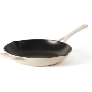 image:imageMartha Stewart Gatwick 12 Enameled Cast Iron Skillet PFASFree Classic Red Exterior with Matte Black Enamel Interior Rust Resistant Oven SafeLinen White