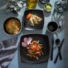 image:imageGibson Home Chiswick House 16Piece Stoneware Dinnerware Set Round Plates and Bowls Set for 4 Green with Wax Relief Embossed Rim Detail Dishwasher Safe  Dinner Plate Salad Plate amp Cereal BowlMatte Black