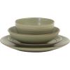 image:imageGibson Home Chiswick House 16Piece Stoneware Dinnerware Set Round Plates and Bowls Set for 4 Green with Wax Relief Embossed Rim Detail Dishwasher Safe  Dinner Plate Salad Plate amp Cereal BowlGreen w Wax Relief Embossed Rim Chiswick House