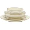 image:imageGibson Home Chiswick House 16Piece Stoneware Dinnerware Set Round Plates and Bowls Set for 4 Green with Wax Relief Embossed Rim Detail Dishwasher Safe  Dinner Plate Salad Plate amp Cereal BowlWhite w Wax Relief Embossed Rim Chiswick House