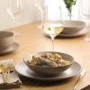image:imageGibson Home Chiswick House 16Piece Stoneware Dinnerware Set Round Plates and Bowls Set for 4 Green with Wax Relief Embossed Rim Detail Dishwasher Safe  Dinner Plate Salad Plate amp Cereal BowlBeige w Wax Relief Embossed Rim Chiswick House