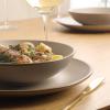 image:imageGibson Home Chiswick House 16Piece Stoneware Dinnerware Set Round Plates and Bowls Set for 4 Green with Wax Relief Embossed Rim Detail Dishwasher Safe  Dinner Plate Salad Plate amp Cereal BowlBeige w Wax Relief Embossed Rim Chiswick House