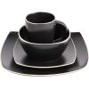 image:imageGibson Home Chiswick House 16Piece Stoneware Dinnerware Set Round Plates and Bowls Set for 4 Green with Wax Relief Embossed Rim Detail Dishwasher Safe  Dinner Plate Salad Plate amp Cereal BowlMatte Black