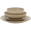image:imageGibson Home Chiswick House 16Piece Stoneware Dinnerware Set Round Plates and Bowls Set for 4 Green with Wax Relief Embossed Rim Detail Dishwasher Safe  Dinner Plate Salad Plate amp Cereal BowlBeige w Wax Relief Embossed Rim Chiswick House