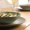 image:imageGibson Home Chiswick House 16Piece Stoneware Dinnerware Set Round Plates and Bowls Set for 4 Green with Wax Relief Embossed Rim Detail Dishwasher Safe  Dinner Plate Salad Plate amp Cereal BowlGreen w Wax Relief Embossed Rim Chiswick House