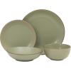 image:imageGibson Home Chiswick House 16Piece Stoneware Dinnerware Set Round Plates and Bowls Set for 4 Green with Wax Relief Embossed Rim Detail Dishwasher Safe  Dinner Plate Salad Plate amp Cereal BowlGreen w Wax Relief Embossed Rim Chiswick House