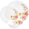 image:imageGibson Home Vanilla Hills 12Piece Opal Glass Dinnerware Set Service for 4  Includes 10 Dinner Plates 85 Salad Plates amp Bowls  Microwave Safe Dishwasher Safe Chip Resistant  White RoundRed Floral